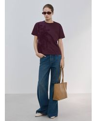 Mango - Floral-Embroidered Cotton T-Shirt - Lyst