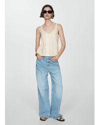 Mango - Embroidered Strap Top Off - Lyst