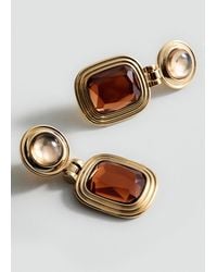 Mango - Boucles D'Oreilles Pendantes Combinées En Résine Or - Lyst