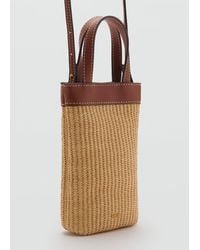 Mango - Raffia-Effect Crossbody Mobile Case - Lyst
