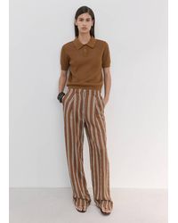 Mango - Openwork Knitted Polo-Neck Sweater - Lyst