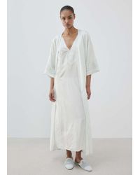 Mango - Satin Robe With Embroidered Bow - Lyst