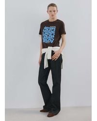 Mango - Printed Cotton-Blend T-Shirt - Lyst