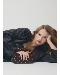 Mango - Suede Leather Studded Handbag - Lyst