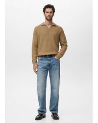 Mango - Knitted Structured Polo Sweater - Lyst