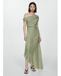Mango - Asymmetrical Pleated Dress Medium - Lyst