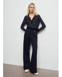 Mango - Wide Leg Trousers With Buttons - Lyst