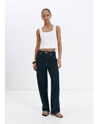 Mango - Blouse With Button And Lace Details - Lyst