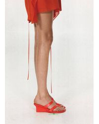 Mango - Wedge Leather Sandals - Lyst