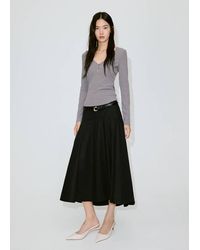Mango - Ribbed V-Neck T-Shirt - Lyst
