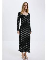 Mango - Long Sleeve Polka Dot Dress - Lyst