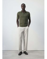 Mango - Short-Sleeved Ribbed Knit Polo Shirt - Lyst