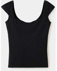 Mango - Fitted V-Neck Top - Lyst