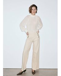 Mango - Wide-Leg Jeans With Side Buttons - Lyst