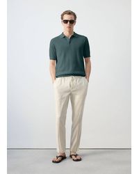 Mango - Rib-Knit Cotton-Blend Polo Shirt - Lyst