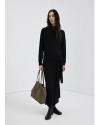Mango - Pull-Over Maille Col Montant Noir - Lyst