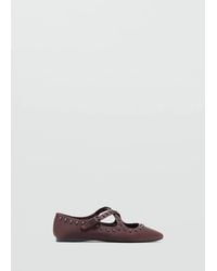 Mango - Satin Studded Ballerinas - Lyst