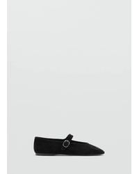 Mango - Buckle Suede Ballerina - Lyst