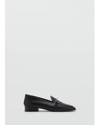 Mango - Buckle Leather Moccasins - Lyst