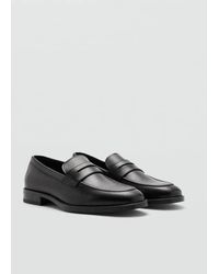 Mango - Aged-Leather Loafers - Lyst