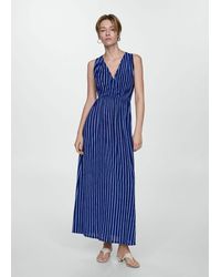 Mango - Stripe-print Dress With Bow - Lyst