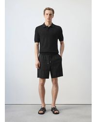 Mango - Linen Bermuda Shorts With Cord Detail - Lyst