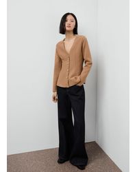 Mango - Veste En Maille Cintrée À Boutons Marron Moyen - Lyst
