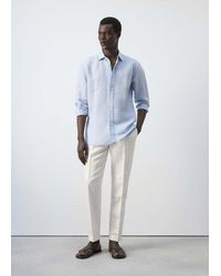 Mango - Regular-Fit Striped Cotton-Linen Shirt - Lyst