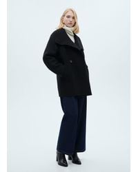 Mango - Midi Wool Coat With Wraparound Collar - Lyst