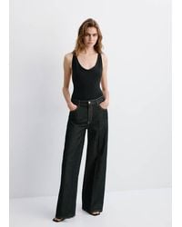 Mango - High-Waisted Wideleg Jeans - Lyst