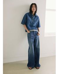 Mango - Wide Leg Mid-Rise Jeans - Lyst