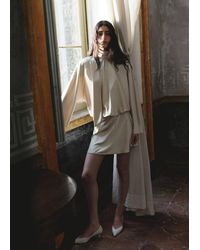 Mango - Satin Dress With Bow - Lyst