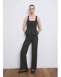 Mango - Straight Mid-Rise Double Gauze Pants - Lyst