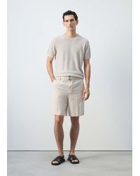 Mango - Linen Blend Bermuda Shorts With Belt - Lyst