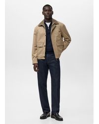 Mango - Veste Résistante À L'Eau Col En Velours Côtelé - Lyst