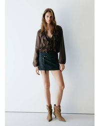 Mango - Ruffled Lyocell Blouse - Lyst
