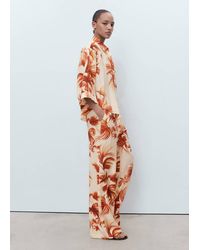 Mango - Straight-Leg Trousers With Palm Tree Print - Lyst