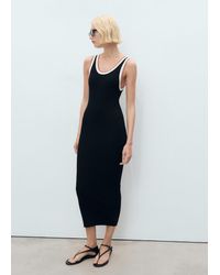 Mango - Knitted Dress With Contrasting Details - Lyst