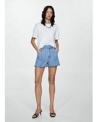 Mango - Denim Shorts With Belt Medium - Lyst