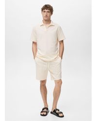 Mango - Cotton Seersucker Bermuda Shorts With Drawstring - Lyst