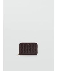 Mango - Medium Braided Wallet Chocolate - Lyst