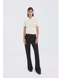 Mango - Openwork Knitted Polo-Neck Sweater - Lyst