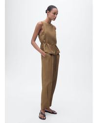 Mango - Linen-Blend Pleated Trousers - Lyst