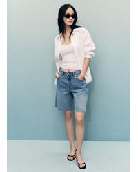 Mango - Jeans-Bermudashorts Mit Ausgefranstem Saum - Lyst