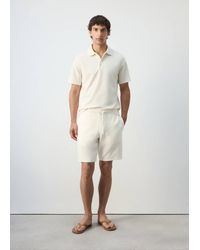 Mango - Textured Cotton Blend Polo - Lyst
