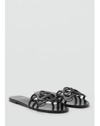 Mango - Leather Sandals With Intertwined Strap - Lyst