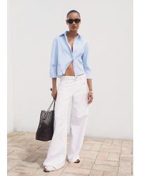 Mango - Rhinestone Cropped Shirt - Lyst