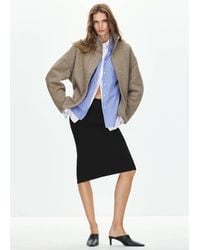 Mango - Coat With Funnel Neck And Belt - Lyst