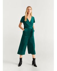 mango green suede jumpsuit