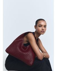 Mango - Medium Braided Leather Shoulder Bag - Lyst